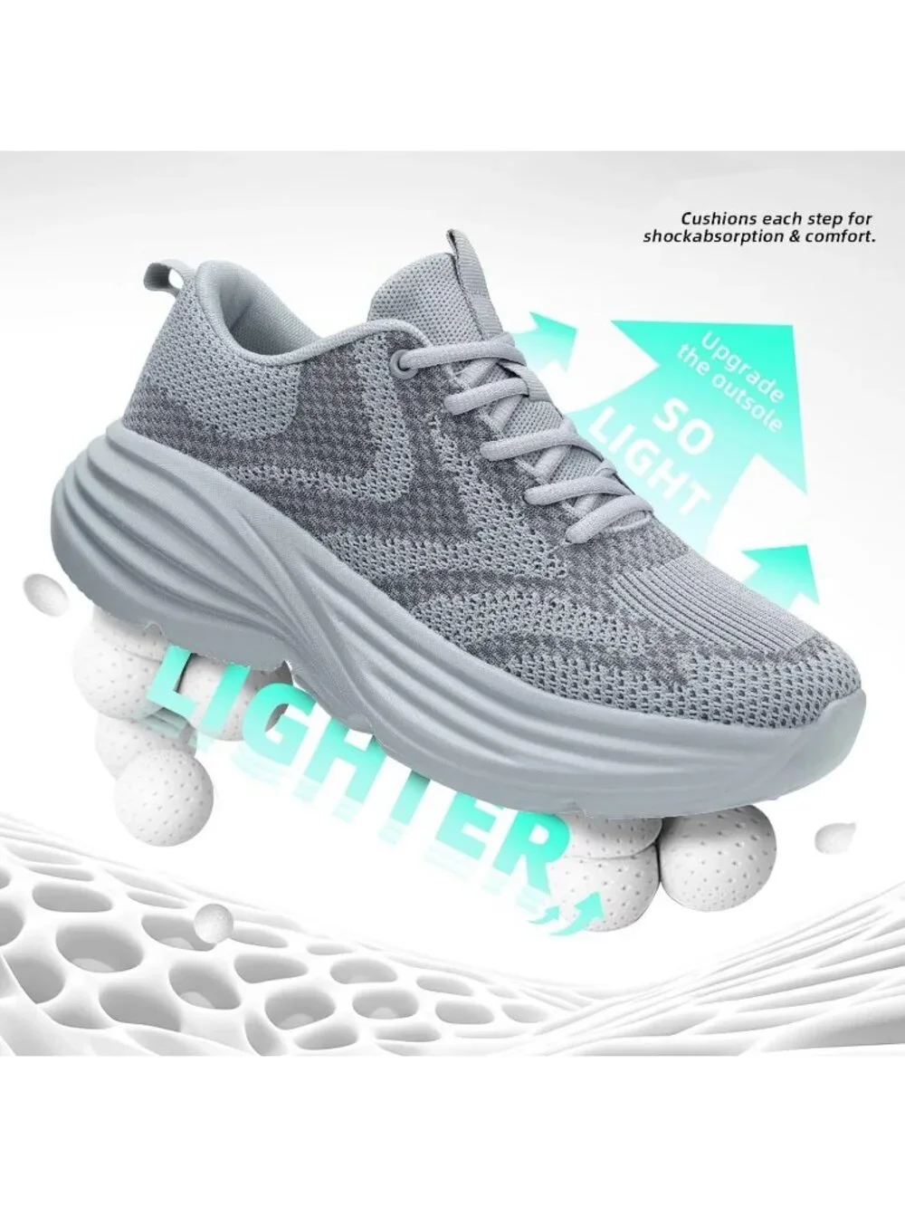 Men's Dark Grey Non Slip Walking Shoes Lightweight Breathable Running Shoes